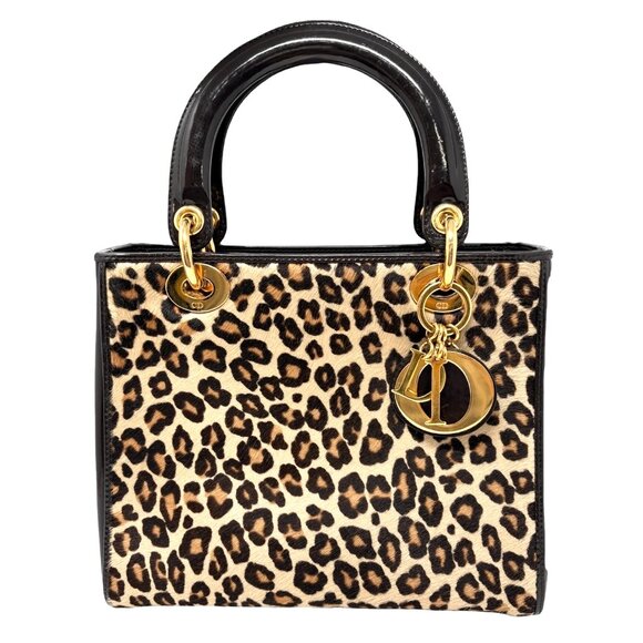 Christian Dior Vintage 2007 Lady Dior Pony Calf Hair Leopard Tote Bag [106048] - Picture 5 of 14